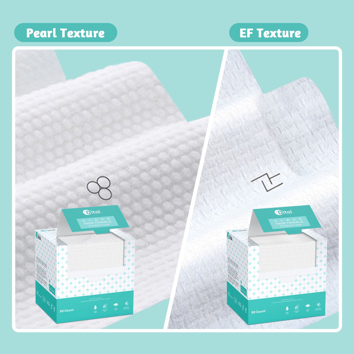 Ditoi Pearl Texture Disposable Face Towels 50pcs (1 Pack)