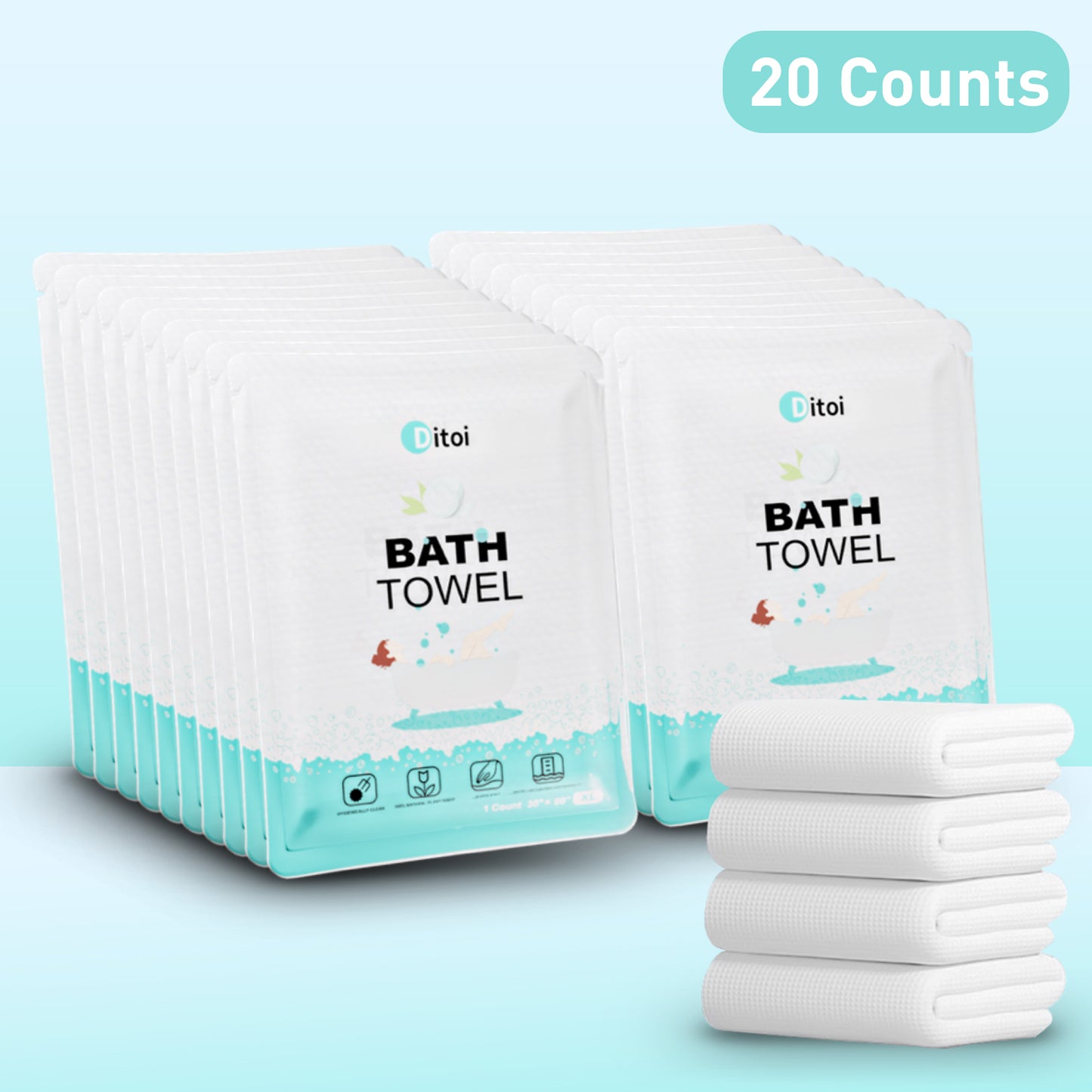 Ditoi Disposable Bath Towels | Camping Towel Gym Towel Barber Towel Individually Packed, Large Size