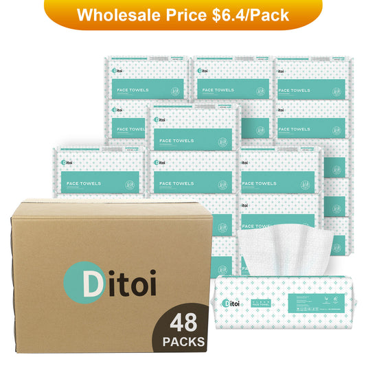 48 Bags Wholesale Ditoi 7.8"x8.7" Disposable Face Towels $6.4/Bag