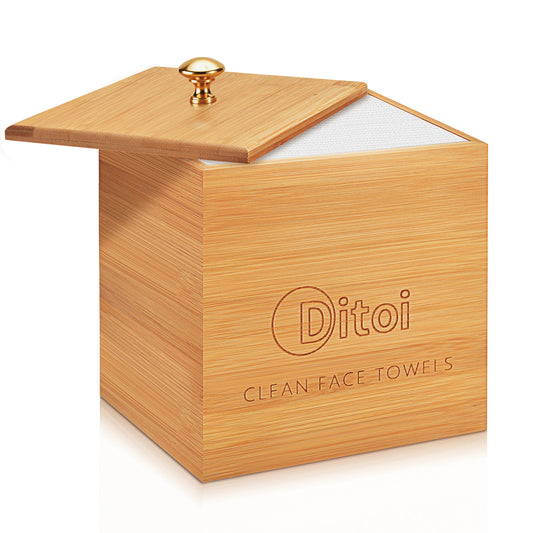 Ditoi Bamboo Box With Cover For Extra Large Face Towel