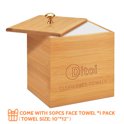 Ditoi Bamboo Box With Cover For Extra Large Face Towel