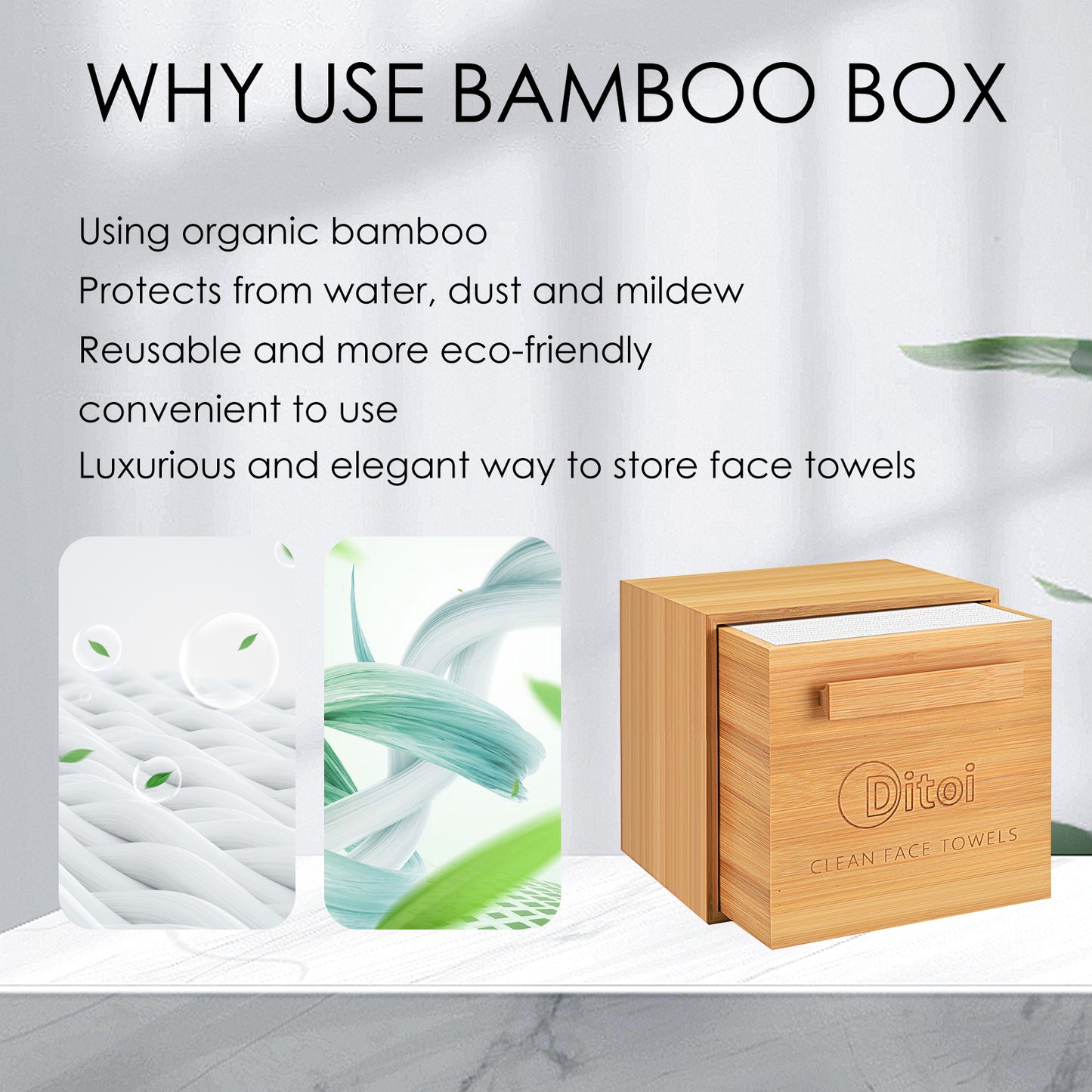 Ditoi Bamboo Drawer Box For Extra Large Face Towel