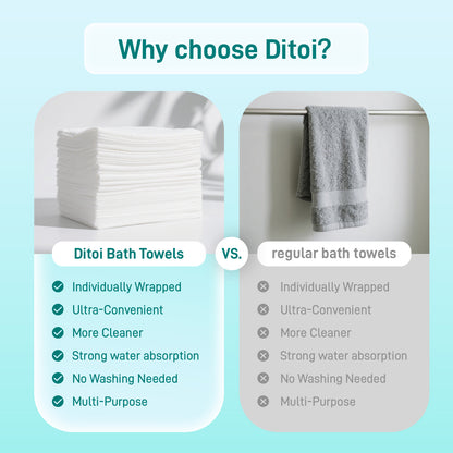 Ditoi Disposable Bath Towels | Camping Towel Gym Towel Barber Towel Individually Packed, Large Size