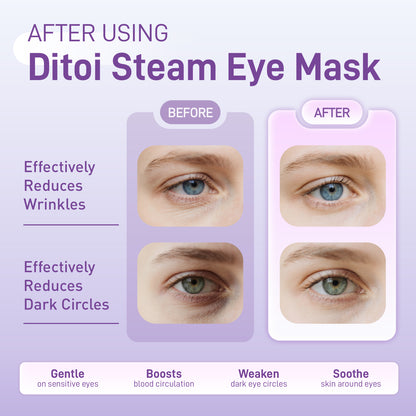 Ditoi Lavender Essential Oil Steam Eye Mask – Hyaluronic Acid Infused, Self-Heating, Deeply Hydrating & Soothing