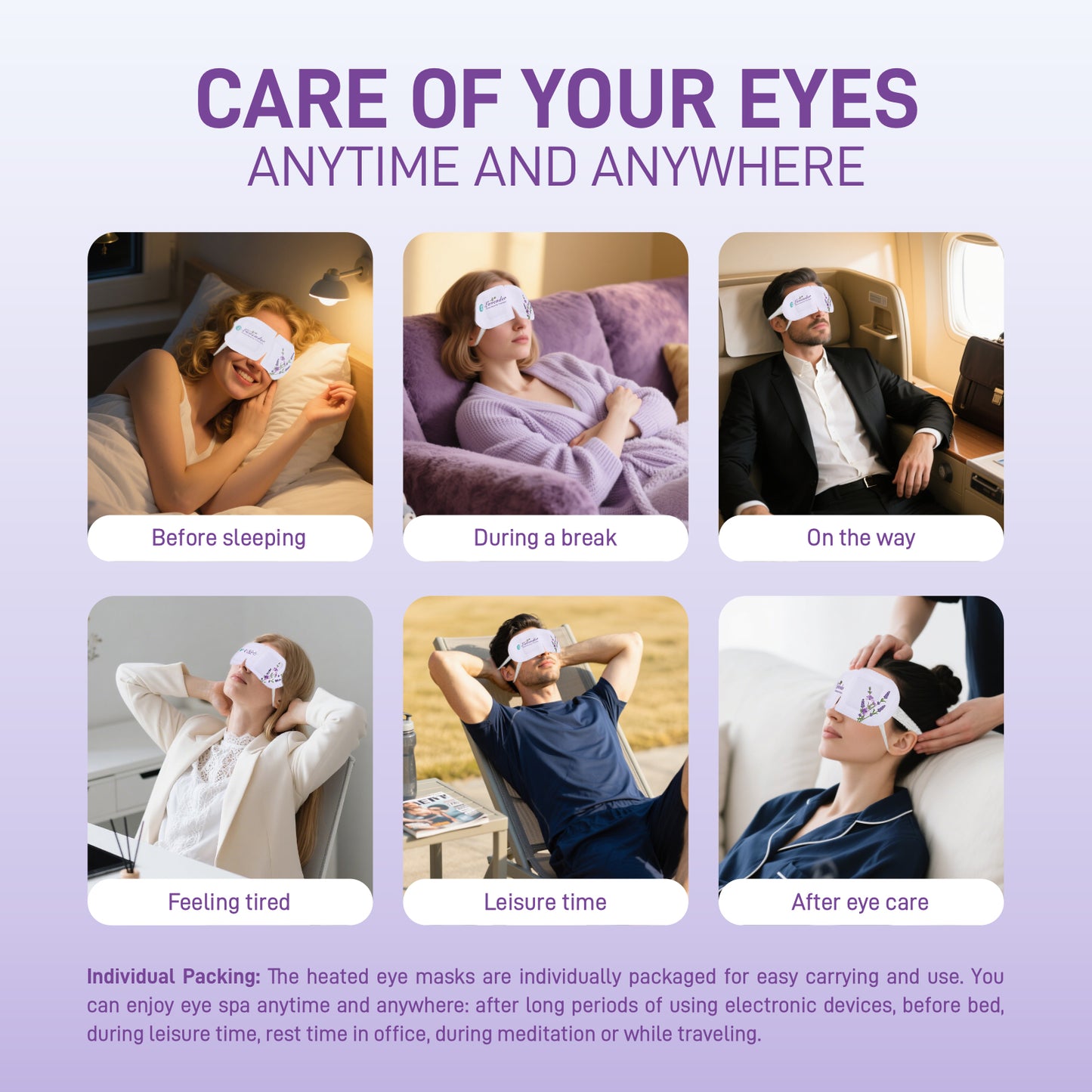 Ditoi Lavender Essential Oil Steam Eye Mask – Hyaluronic Acid Infused, Self-Heating, Deeply Hydrating & Soothing
