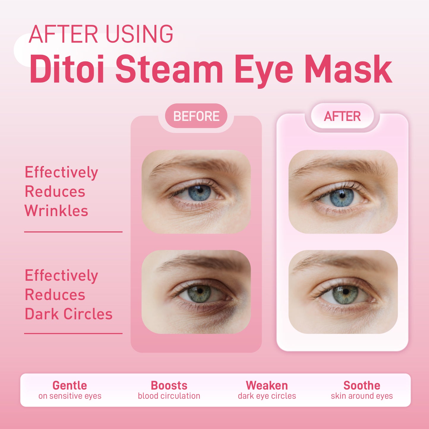 Ditoi Hyaluronic Acid Steam Eye Mask Rose Essential Oil for Eye Hydrate Stress Relief