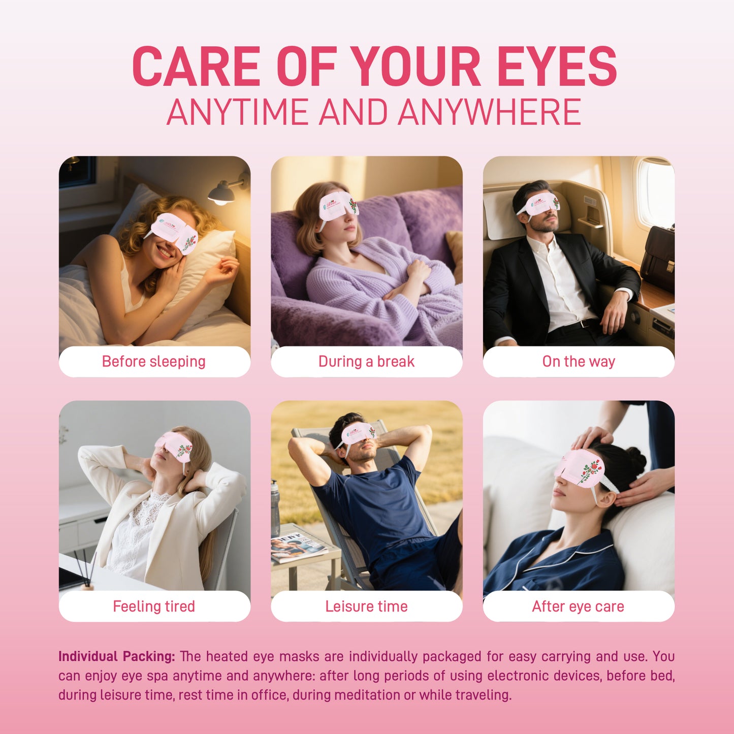 Ditoi Hyaluronic Acid Steam Eye Mask Rose Essential Oil for Eye Hydrate Stress Relief
